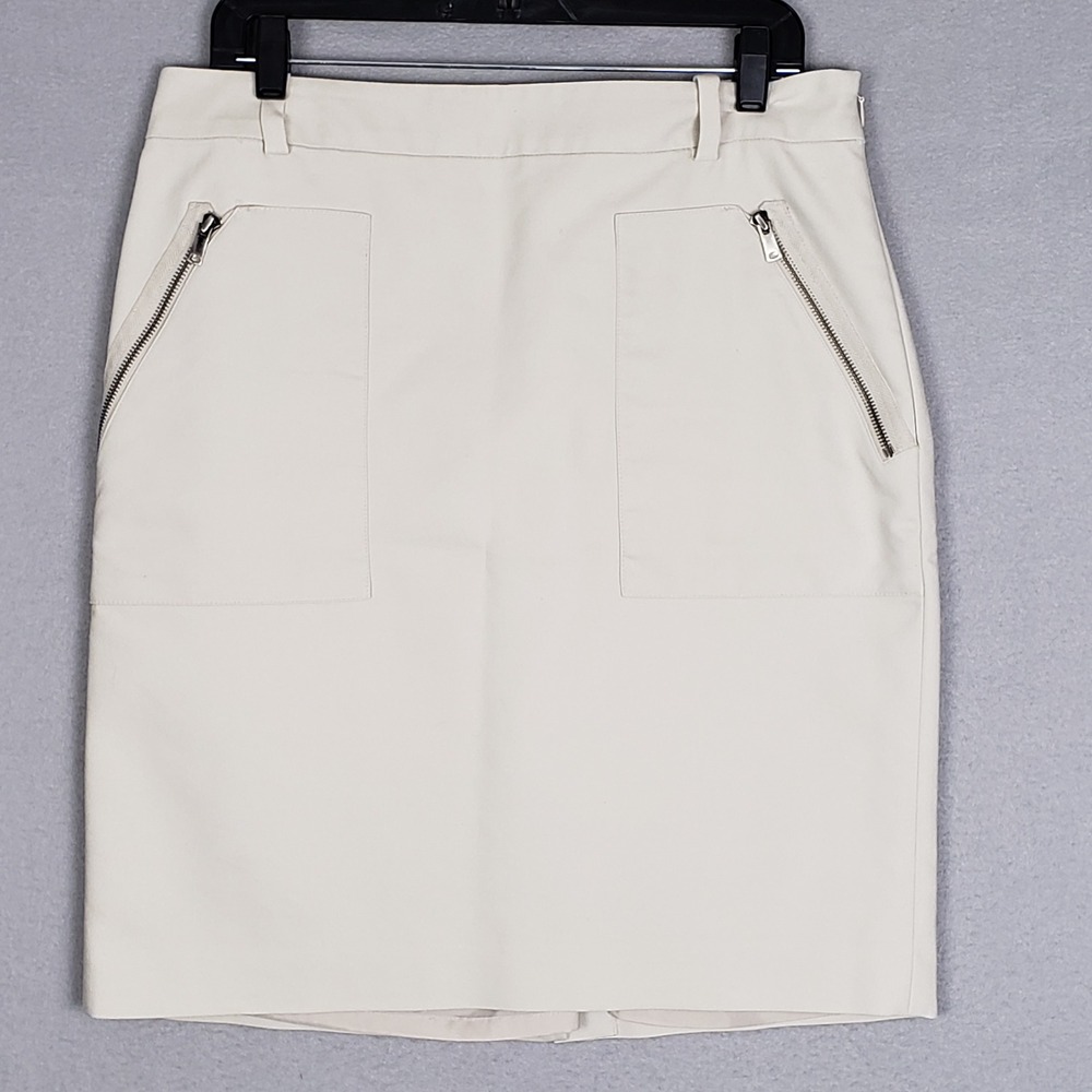 Ann Taylor Size 12‎ Light Khaki Mini Skirt Exposed Zipper Casual Downtown Girl